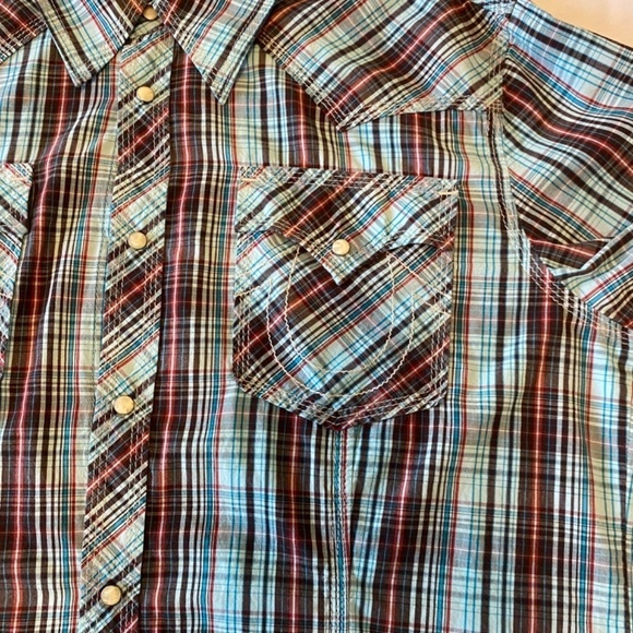 True Religion Brand‎ Pearl Snap Button Plaid Western Shirt (3XL) - Picture 7 of 10